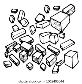 sketch set of cubes
