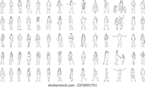 sketch set of dancing people on a white background isolated vector