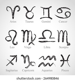 Sketch set - Hand drawn zodiac signs.