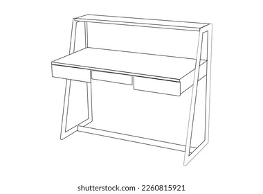 Sketch set isolated furniture. Different tables. Linear black tables on a white background. Vector illustration.  Sketch set isolated furniture. Different tables. Linear black tables on a white.