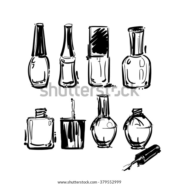Sketch Set Nail Polish Stock Vector (Royalty Free) 379552999