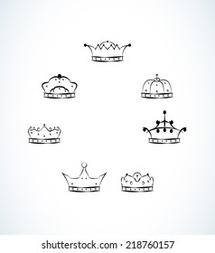 sketch of the set of seven crowns, vector
