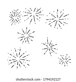 Sketch set of small splashes and fireworks.