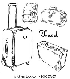 Sketch set of  suitcases