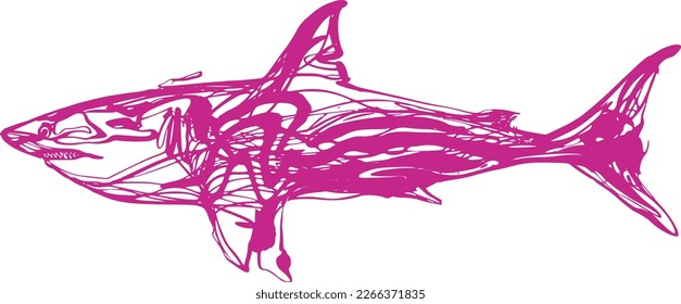 dibujo de la ilustración del vector del tiburón