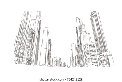 Sketch Sheikh Zayed Road Dubai Uae Stock Vector (Royalty Free ...