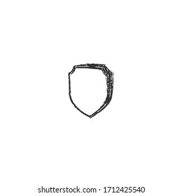 boceto de diseño de icono del logotipo del escudo con estilo de doodle de garabatos