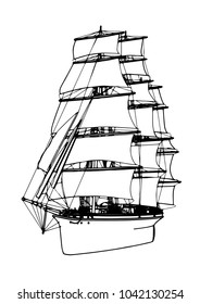 sketch ship of a sailboat vector