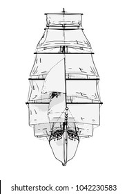 sketch ship of a sailboat vector