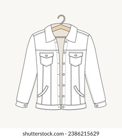 Sketch of shirt concept. Minimalistic creativity and art. Fashion, trend and style. Needlework and seamstress workshop. Poster or banner. Linear flat vector illustration isolated on grey background