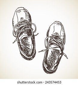 Esbozo de zapatos, ilustración de vector dibujada a mano