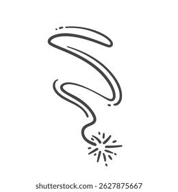 Sketch shooting star with trails depicting whimsical cosmic scene. Vector illustration of doodle space falling star with line trails