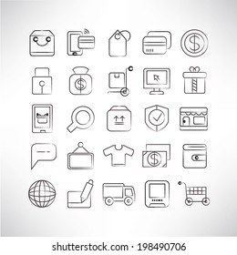 sketch shopping icons, e commerce icons set