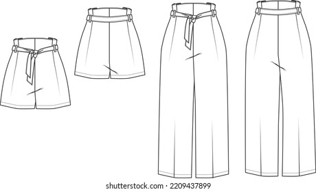 sketch of a shorts and pants , vector drawing