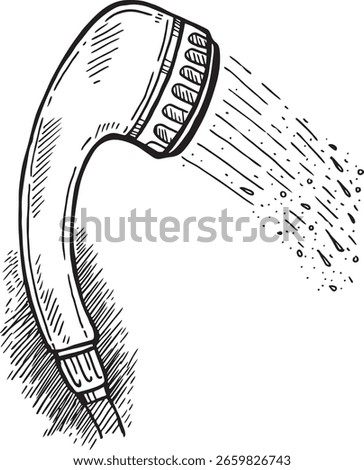 sketch of shower head on a white background. Vector illustration
