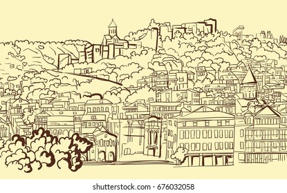 Sketch of the Shuris-Tsikha serf complex of Narikala.