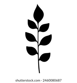 Sketch silhouette of a branch with leaves. Vector illustration.