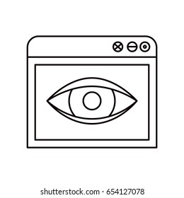 sketch silhouette browser window with eye sketch icon vector illustration