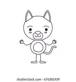 sketch silhouette caricature of cute cat tranquility expression vector illustration