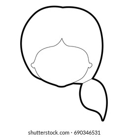 sketch silhouette of caricature faceless woman with side ponytail hairstyle vector illustration