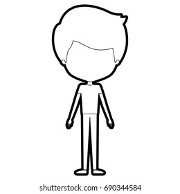 sketch silhouette of caricature of thin faceless man in clothes with hairstyle vector illustration
