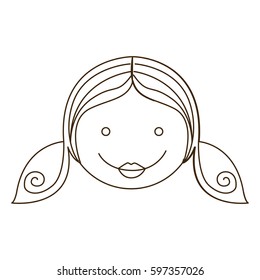 sketch silhouette cartoon girl daugther face vector illustration