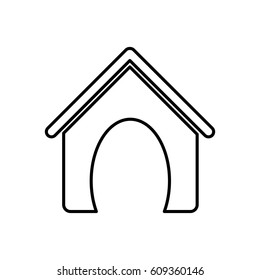 sketch silhouette dog animal house vector illustration