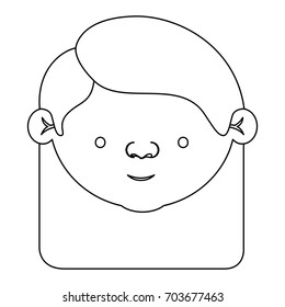 sketch silhouette of face elderly woman with a straight long hairstyle vector illustration