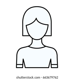 sketch silhouette of faceless half body woman with short hair vector illustration