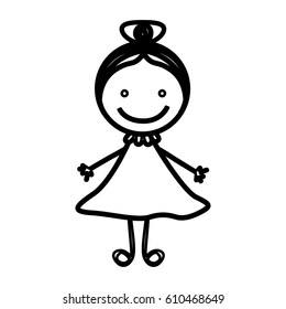 Sketch Silhouette Front View Girl Collected Stock Vector (Royalty Free ...