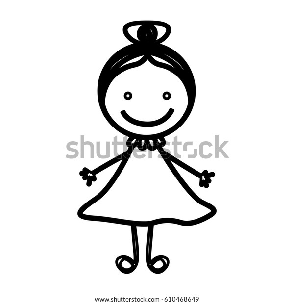 Sketch Silhouette Front View Girl Collected Stock Vector (Royalty Free ...