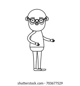 sketch silhouette of full body bearded elderly man in clothes with curly hair vector illustration vector illustration