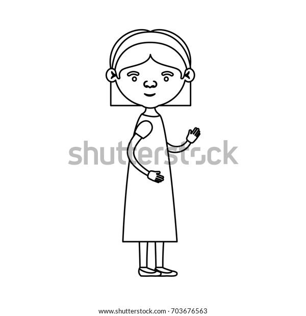 Sketch Silhouette Full Body Elderly Woman Stock Vector