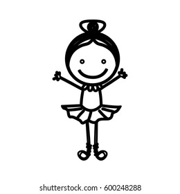 sketch silhouette girl ballet dancer vector illustration