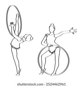 Sketch of the silhouette of a gymnast with a hoop