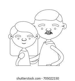 sketch silhouette of half body couple elderly of grandmother with straight medium hair with grandfather with moustache vector illustration