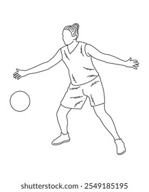 Sketch silhouette illustration of a female athlete doing performing basketball defense