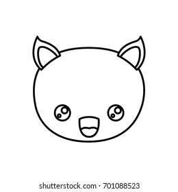 sketch silhouette of kawaii caricature face cat cute animal surprised expression vector illustration