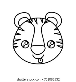 sketch silhouette of kawaii caricature face tiger cute animal vector illustration