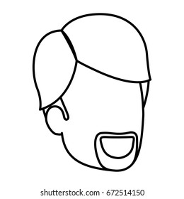 sketch silhouette of man faceless with van dyke beard and side parted hair vector illustration