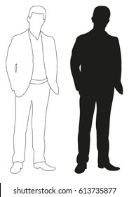 Sketch and silhouette of man vector
