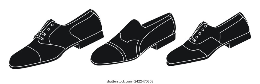 Sketch silhouette of mens low shoes, isolated vector