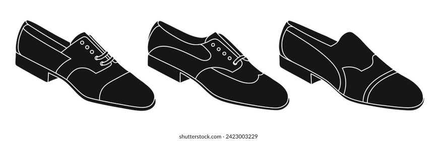 Sketch silhouette of mens low shoes, isolated vector