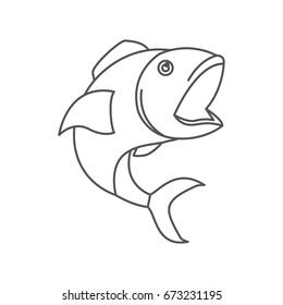 sketch silhouette of open mouth fish vector illustration