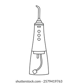 Sketch silhouette of an oral irrigator, water flosser, teeth brushing machine, portable water