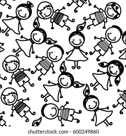 sketch silhouette pattern children decorative design vector illustration