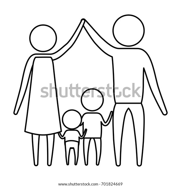 Sketch Silhouette Pictogram Parents Holding Hands Stock