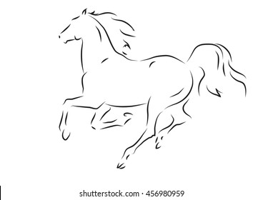 Sketch Silhouette Running Horse: vector de stock (libre de regalías
