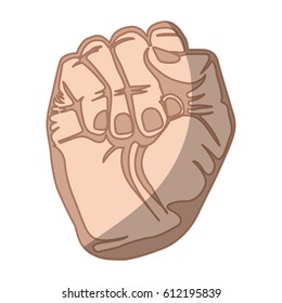 sketch silhouette skin color hand with closed fist in relief vector illustration