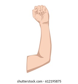 sketch silhouette skin color upper arm with closed fist vector illustration